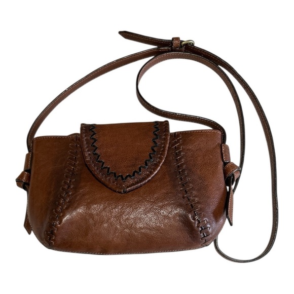 Scully Leather Crossbody Bag Kalahari Whipstitched Details Brown NEW